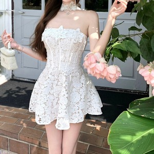 Lace halter neck dress　260527