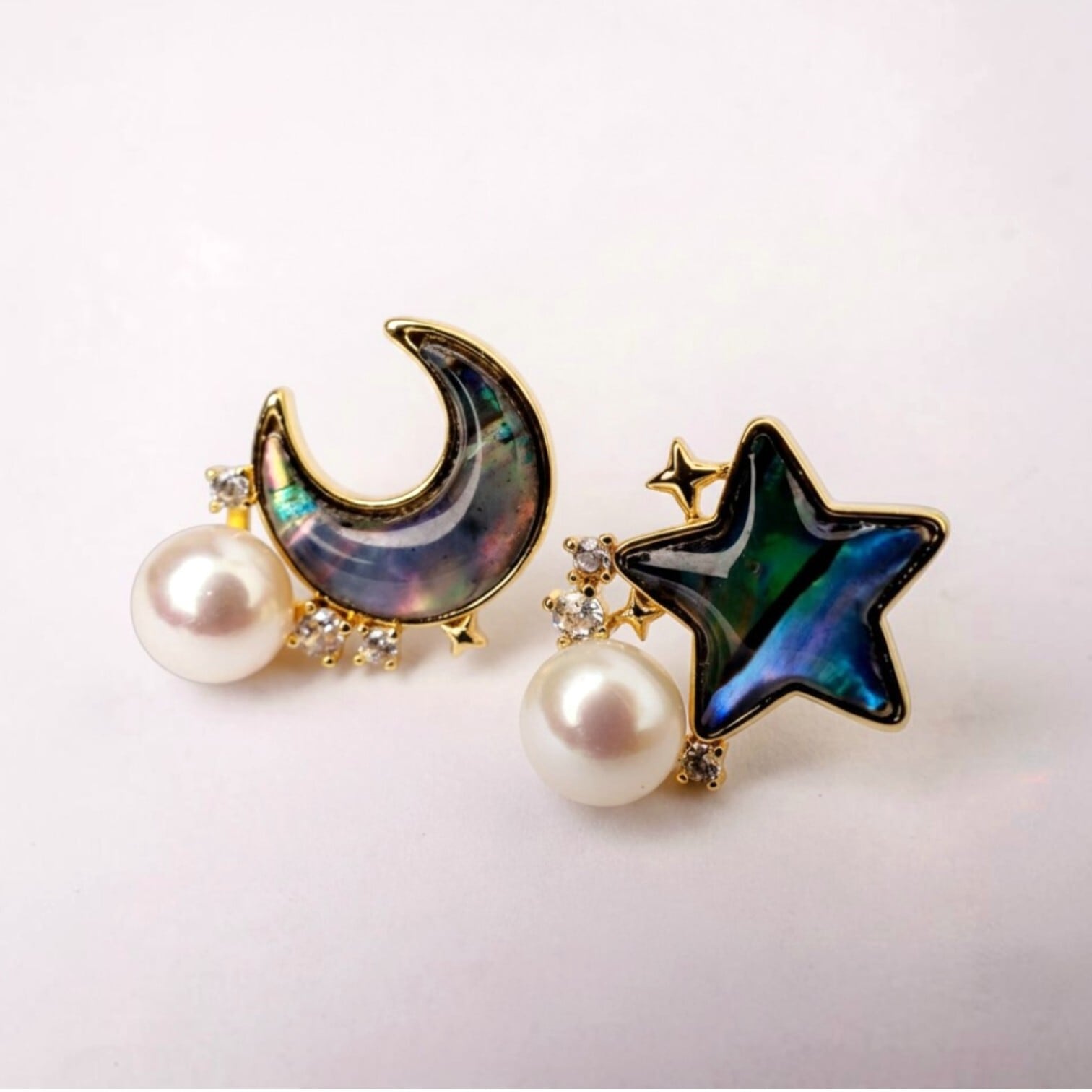 ハンドメイドアクセサリー ピアス ネックレス moon様☆ 月と太陽のプレートネックレス ステンレス製 ゴールド ハンドメイド