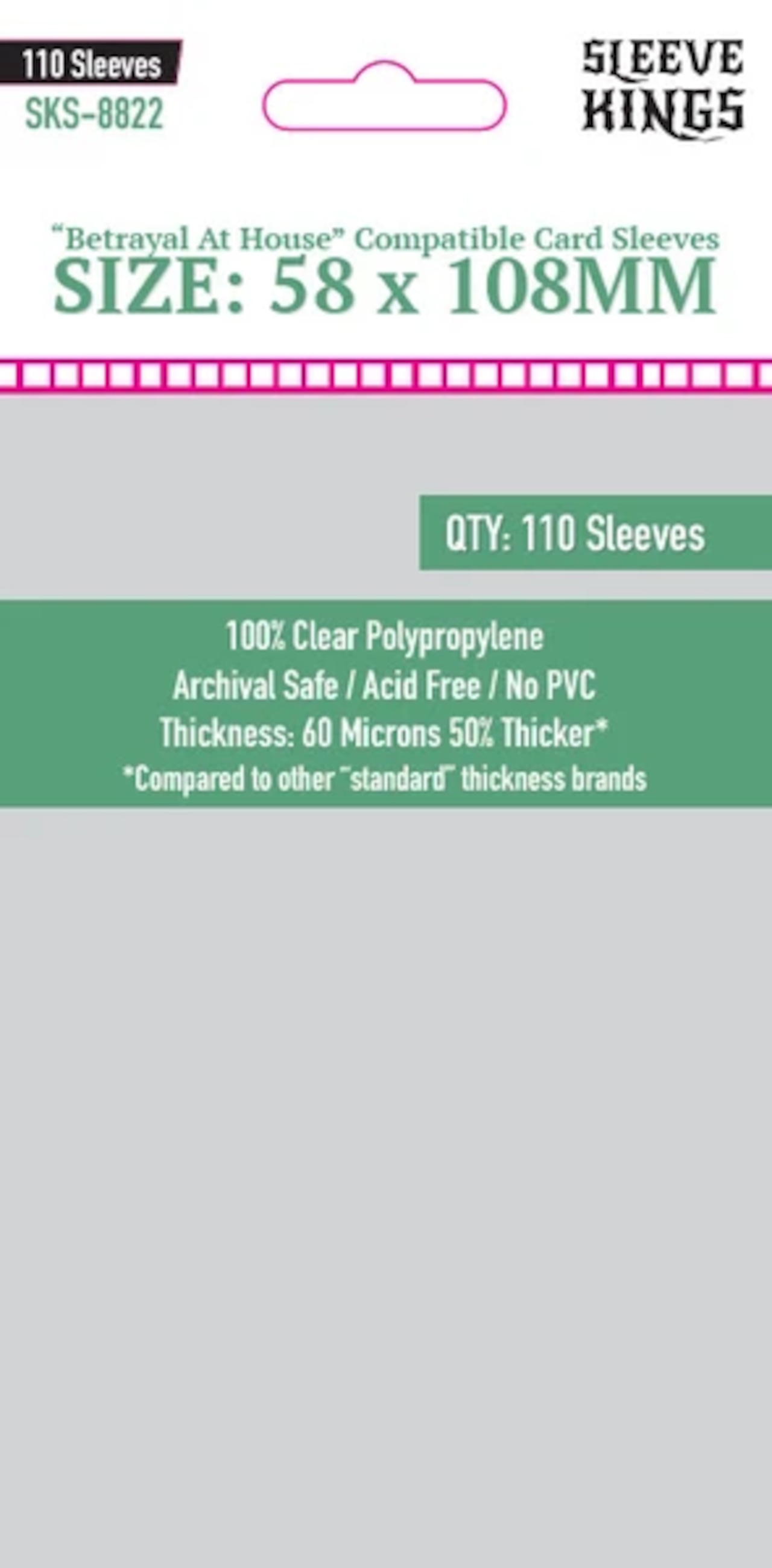【スリーブ】 58×108mm  110枚 / Sleeve Kings 8822