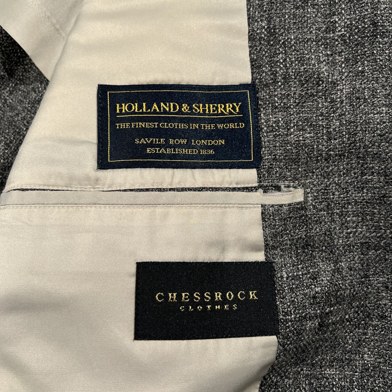 CHESSROCK チェスロック HOLLAND&SHERRY ホーランド&シェリー リネン&シルク ツイード 段返り3B テーラードジャケット サイズ 98 /メンズ/ビンテージ