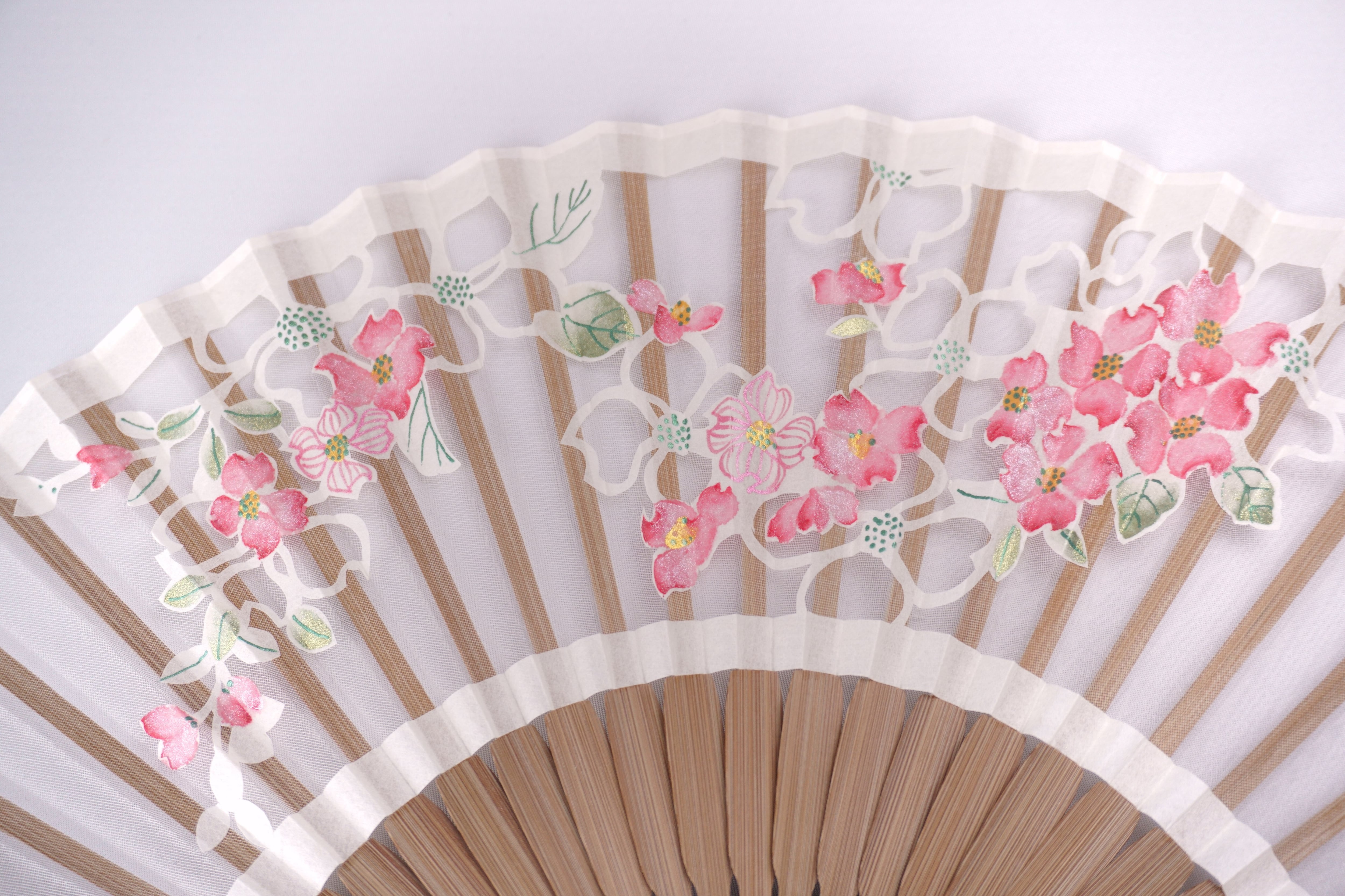 額透かし彫扇 紗月 ハナミズキ 白 | 紗月扇 京都【オンラインショップ