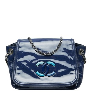 シャネル リップスティック ココマーク チェーン トートバッグ ショルダーバッグ ネイビー パテントレザー レディース CHANEL 【中古】