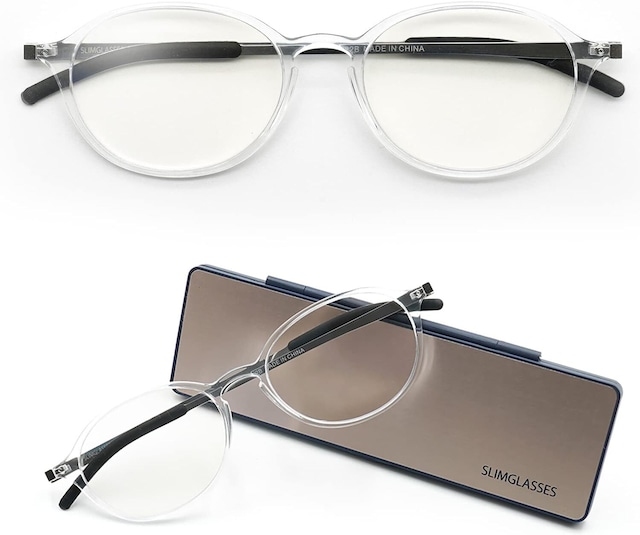 [スリムグラス] 老眼鏡 おしゃれ メンズ ブルーライトカット 超薄型 コンパクト SL-R61