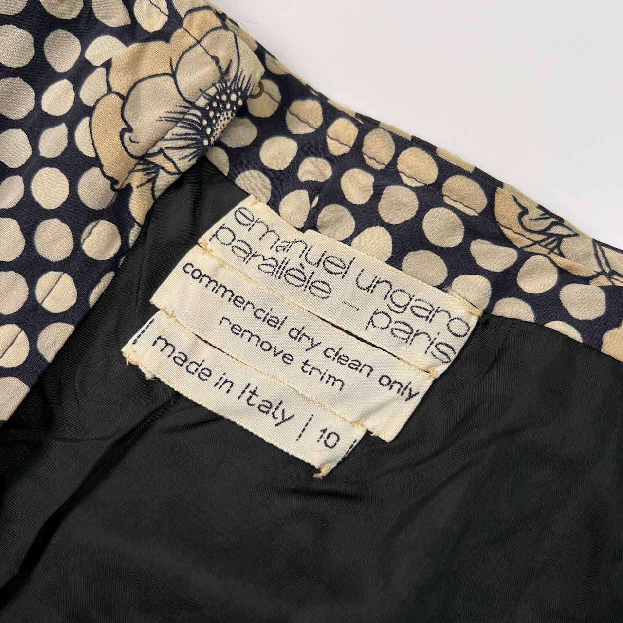 イタリア製 Emanuel Ungaro エマニュエル ウンガロ 花柄＆水玉 ドット フレア プリーツ スカート 10 /ビンテージ