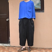 balloon silhouette black linen cropped pants