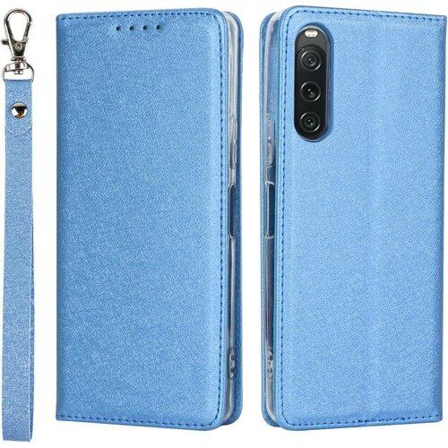 Pelanty Xperia 10 V 2023 ケース Sony Xperia 10 V SO-52D/ SOG11 ケース手帳型 Xperia10v so52d 財布型カバー case PUレザー 薄型 スマホケース ストラップ付き ベルトなし カード収納 マグネット式 スタンド機能 ソニー エクスペリア10 第5世代 携帯カバー 滑り止め 全面保護 耐衝撃 軽量 ブルー 2060