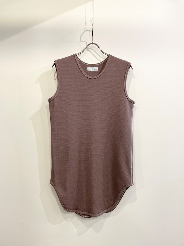T/f Lv2 cotton waffle sleeveless top - matured greige garment dyed