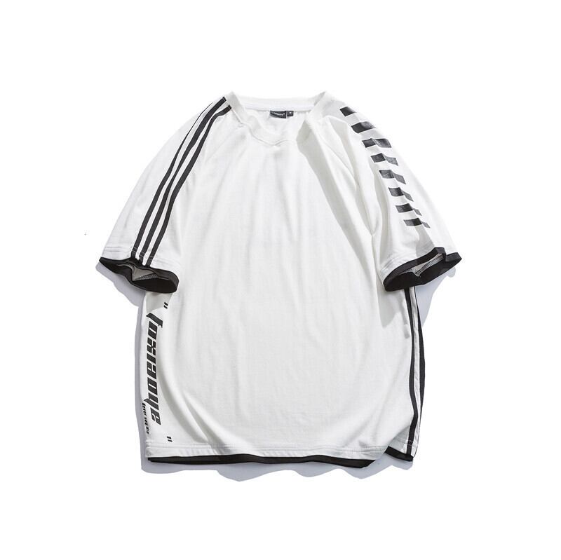 【新作】【送料無料】 Yidaoヴィンテージサマーニュースタイルeseコントラストカラーフェイクツーピース半袖Tシャツメンズトレンディブランドスポーツ＆レジャートップコットンTシャツ-アリババ 夏物 ビンテージ hip6-161188112886343