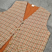 check quilting vest orange