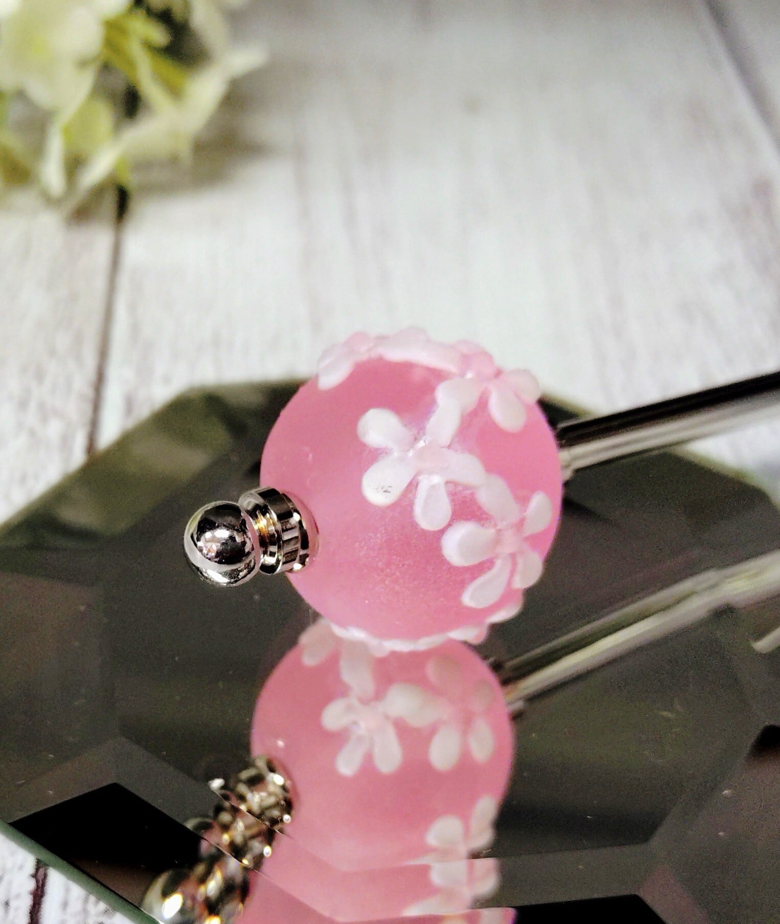 とんぼ玉・ぷっくり花玉かんざし