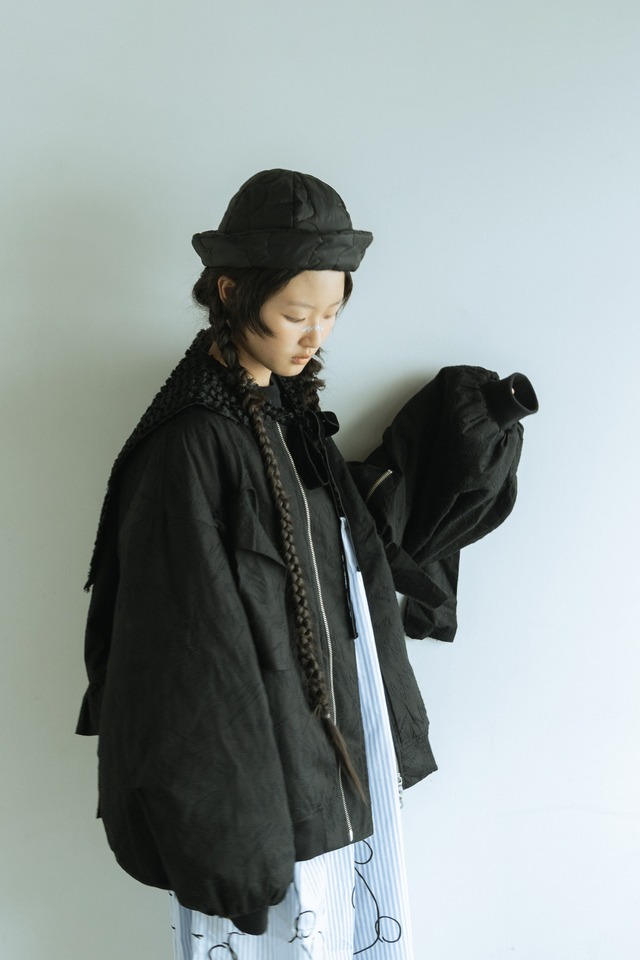 FULLY EMBROIDERED FRILL MA-1 col.BLACK / F2