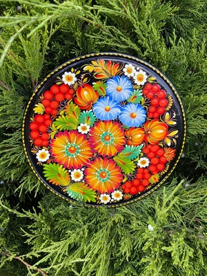 ペトリキウカ塗りのプレート（ホロベッツ）20cm