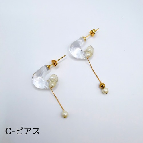 【受注】トリプルコラボ ピアス(パール後ろ)