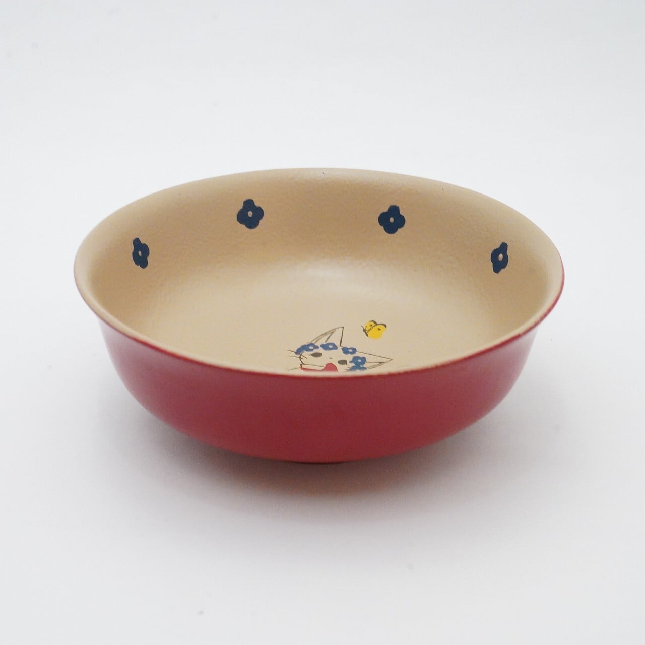 【寺嶋志乃】漆の小鉢 花畑ねこ 青