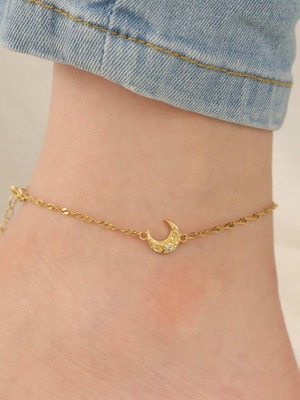 【 screw 】316L hawaiian zirconia moon anklet  #a09