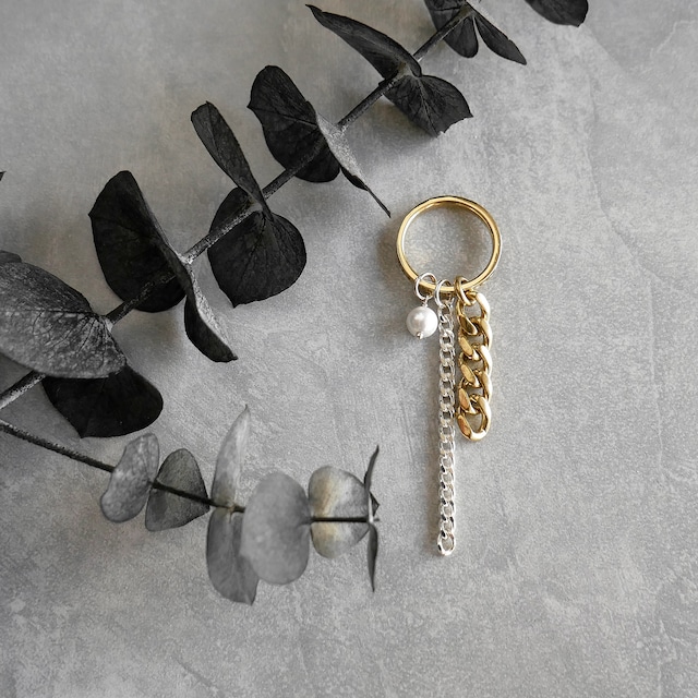 2WAYチャーム メッセージリング / silver×brass　NP031