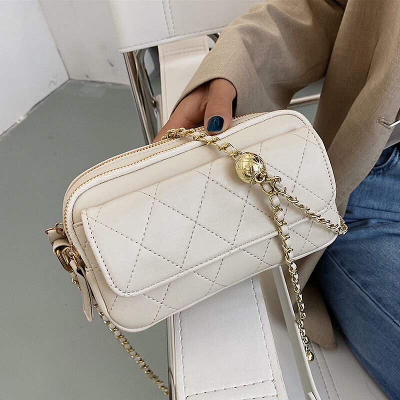 テクスチャードサシェバッグ女性バッグ2020新しいトレンディネットレッドワイルドスモールスクエアバッグひし形チェーンバッグショルダーメッセンジャーバッグ Tiancai_Wing_Bag8133441