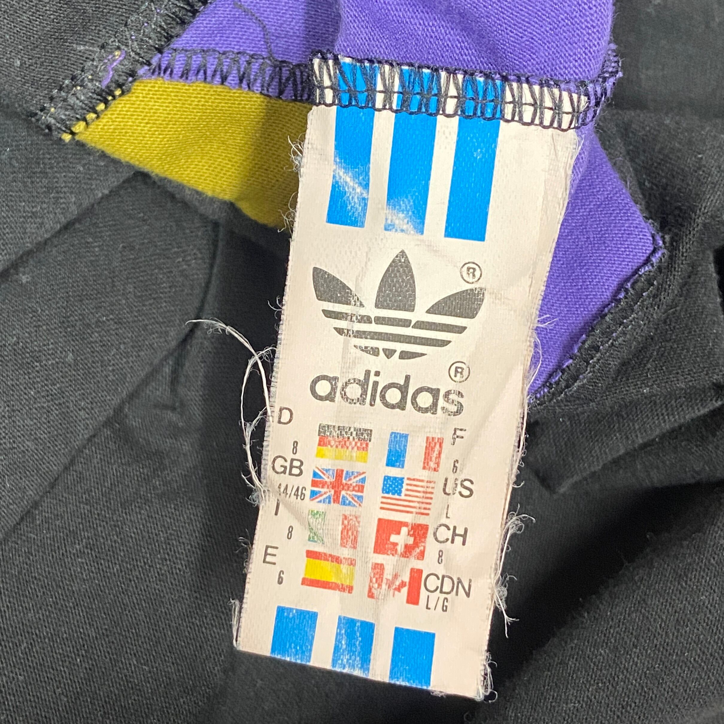 80年代 adidas アディダス 切替 サッカー フロッキープリントTシャツ