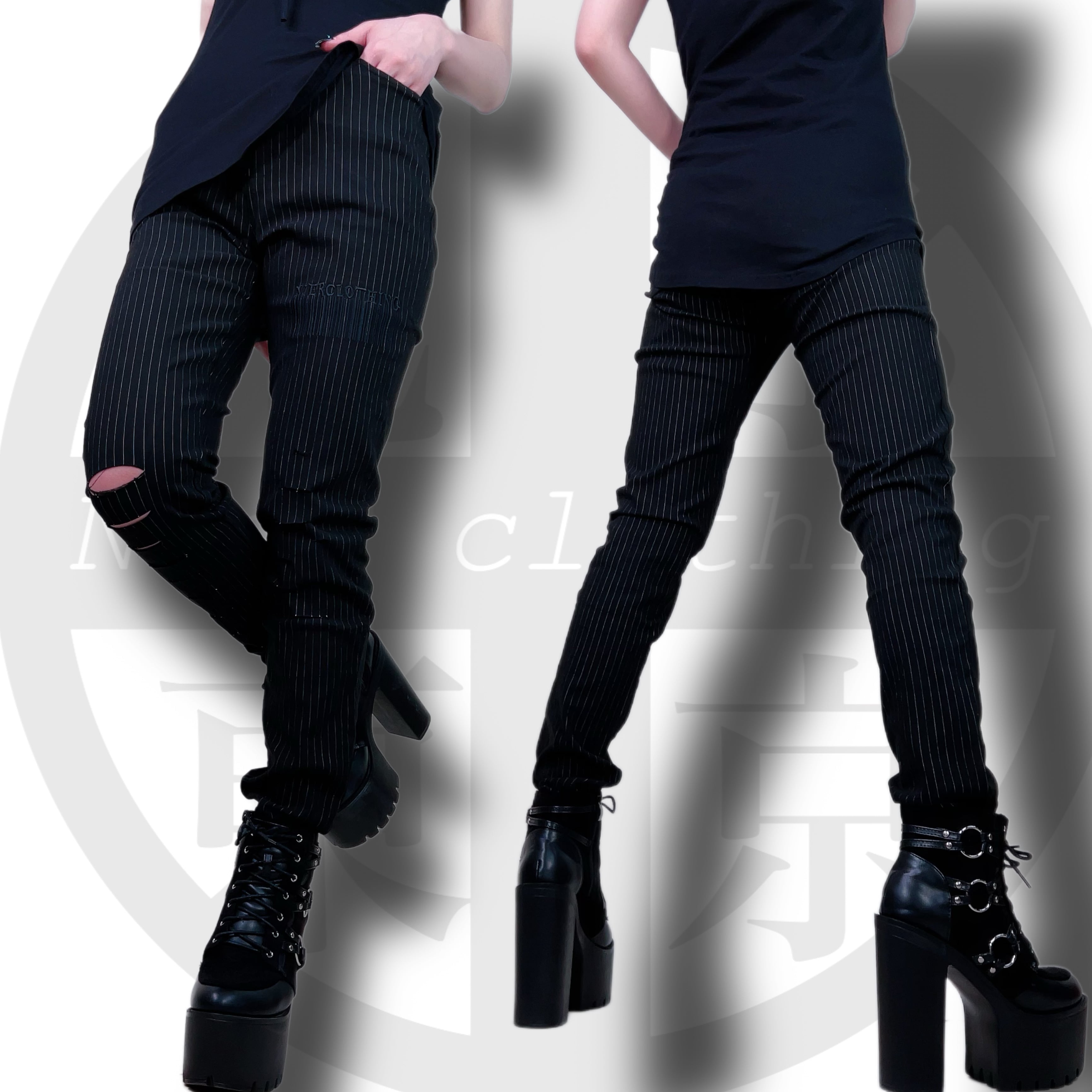 高品質4POCKET STRIPE STYLISH PANTS【ダメージ入り】 | NIER CLOTHING powered by BASE