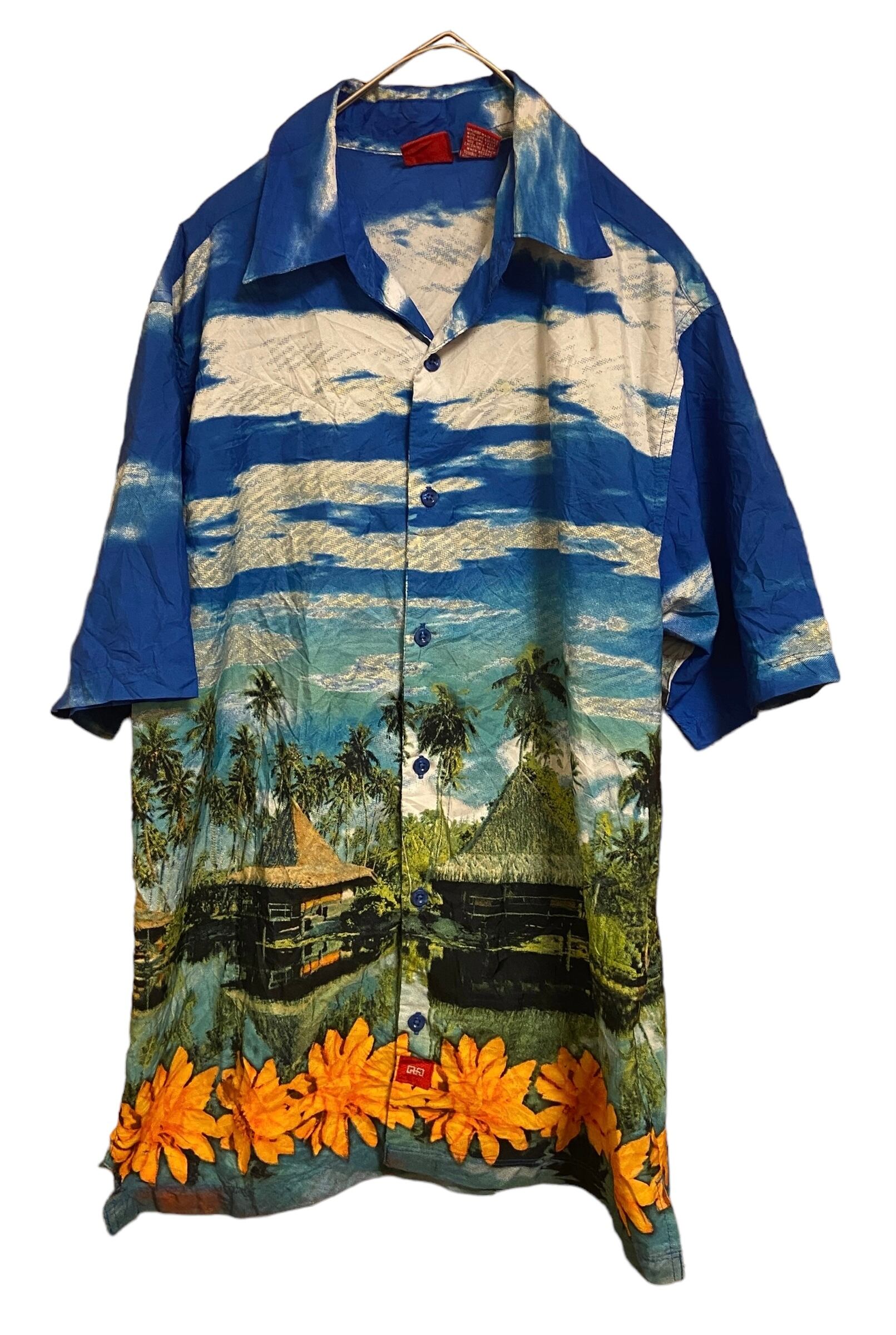 海外古着】バングラデシュ製 柄シャツ 総柄 アロハ フルオープンシャツ 