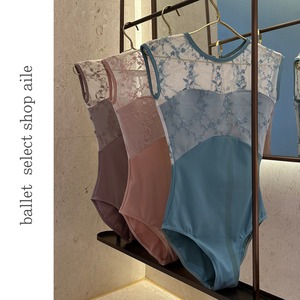 花柄刺繍メッシュパイピングレオタード2色展開 A0234