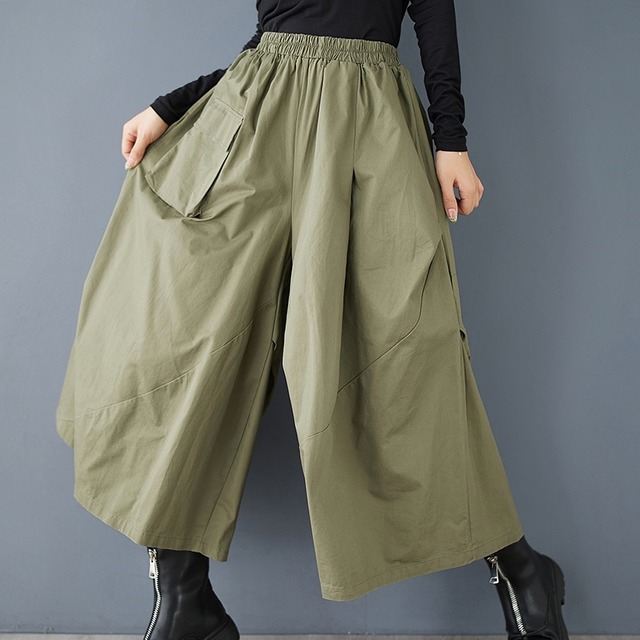 ウエストゴムクロップド丈ワイドパンツ 　　K17266