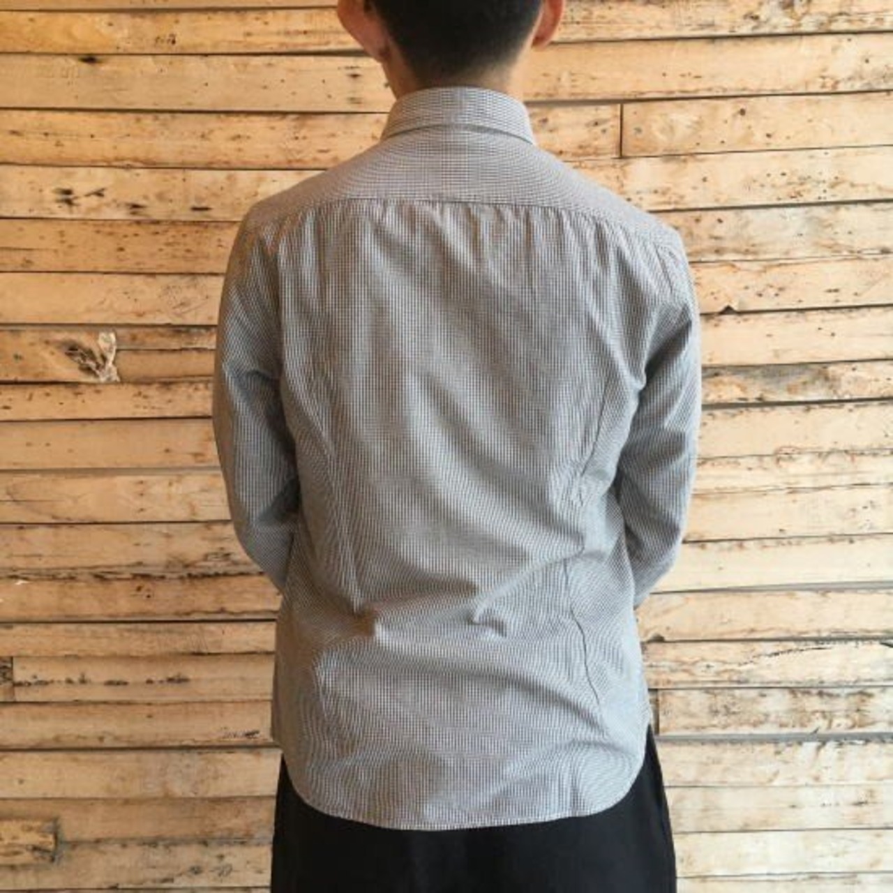 DNL Italy ホリゾンタルカラースリムシャツ　グレー 【SALE】