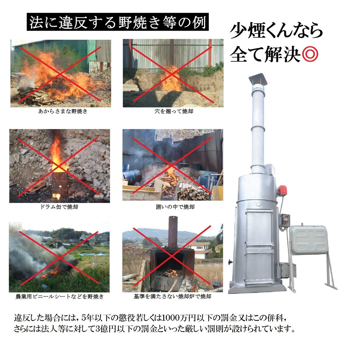 小型焼却炉 タイヤを入れても煙が止まる焼却炉 SC600AB 業務用 届出 