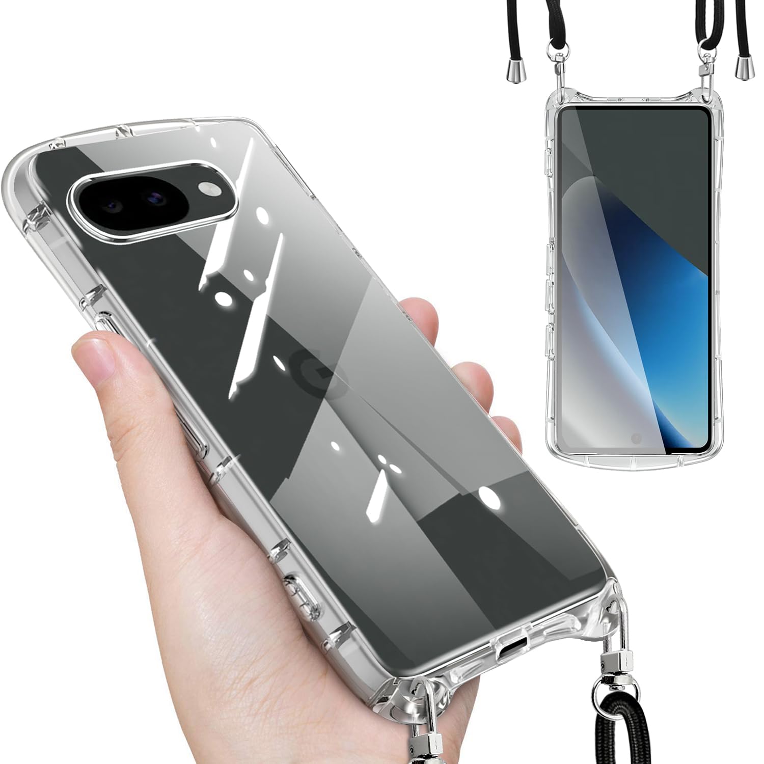Yidahe Google Pixel 10a 用 ケース ショルダー Pixel10a 用 ストラップ 韓国 スマホケース(クリア)