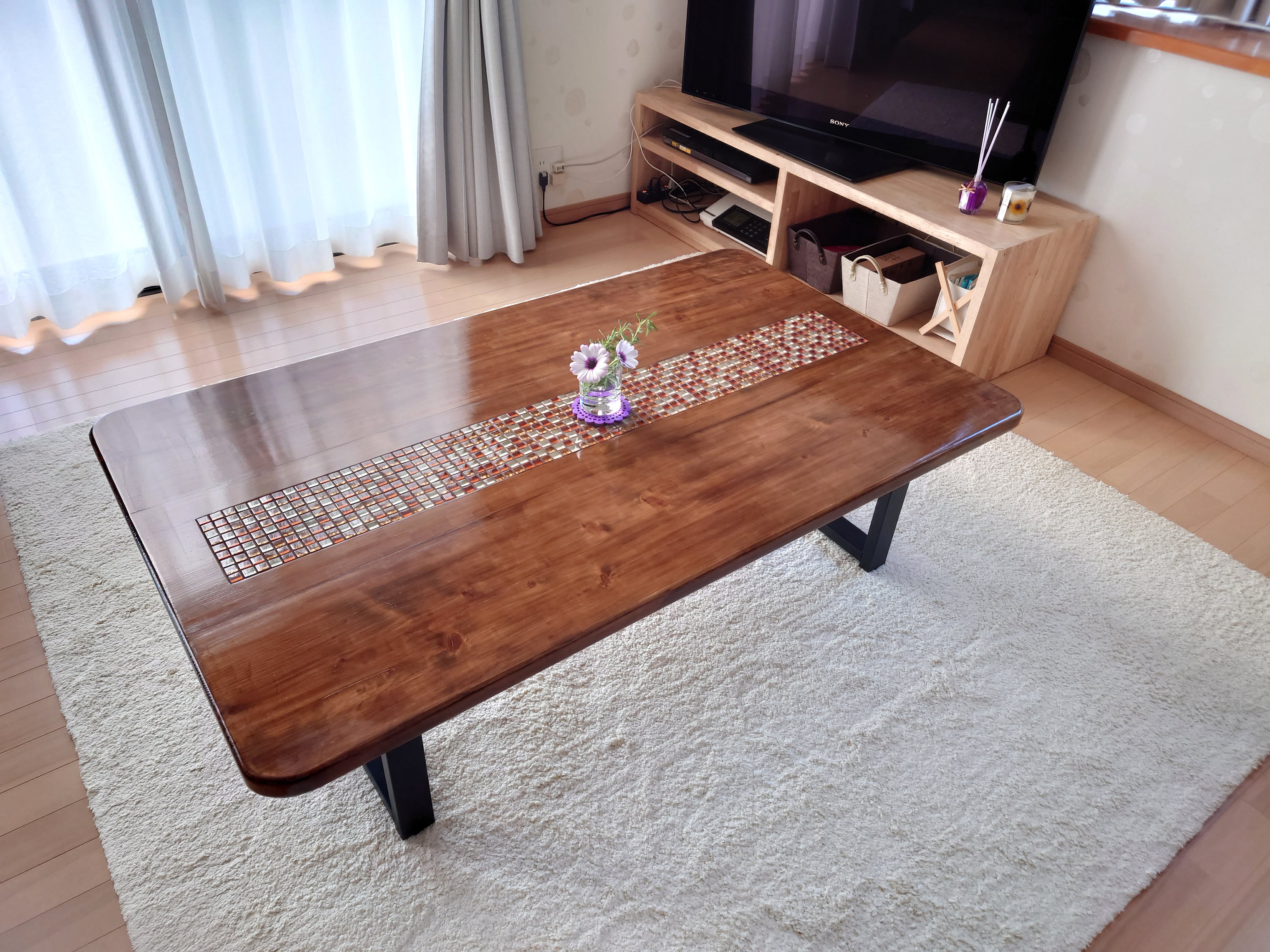 ワンズテーブル　ウォールナット　黒アルマイト　ヒエティ加工　ビビ割れ有 ワンズテーブル ウォールナット 黒アルマイト ヒエティ加工 ビビ割れ有