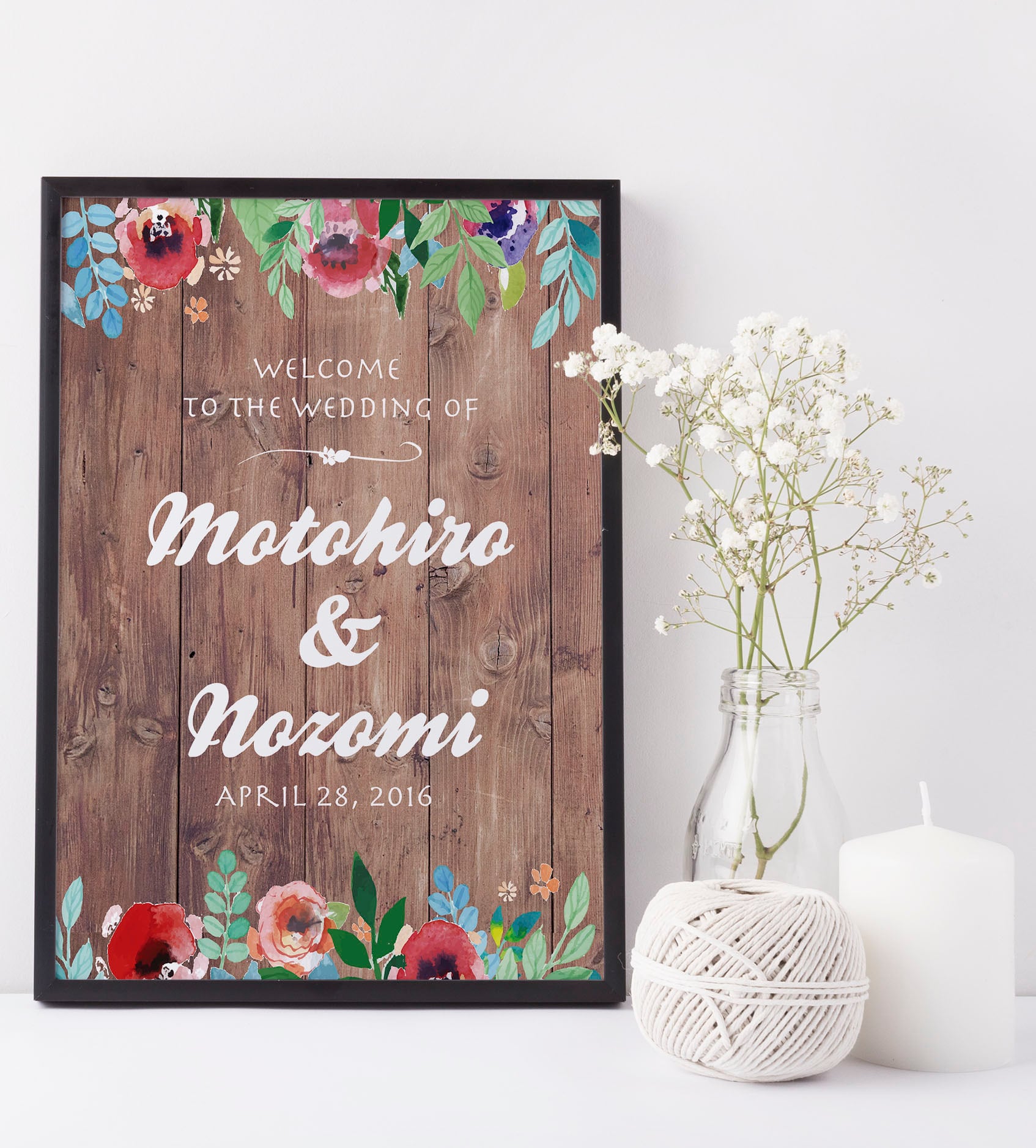 ヴィンテージフラワーウッド】色・フォントカスタム可能♡オーダー