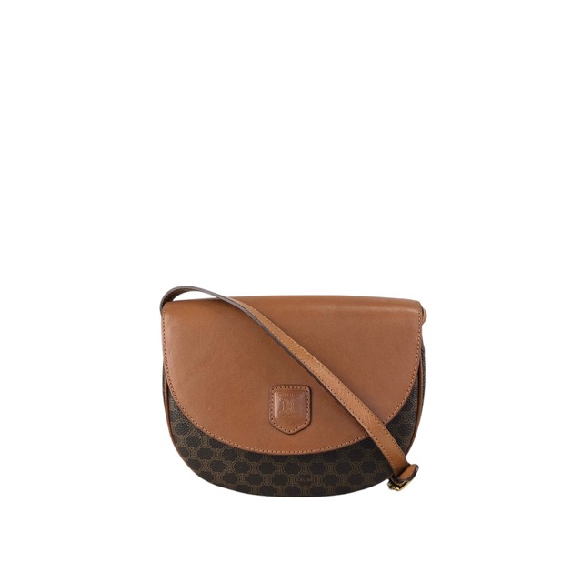 CELINE セリーヌ マカダム ショルダーバッグ ブラウン ブラゾン型押し PVC vintage ヴィンテージ オールド u8j887