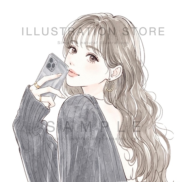 スマートフォンを持つ女性のイラスト素材