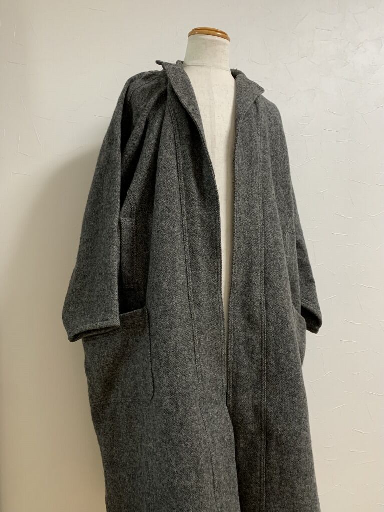 1980's Big Silhouette Design Tweed Long Coat