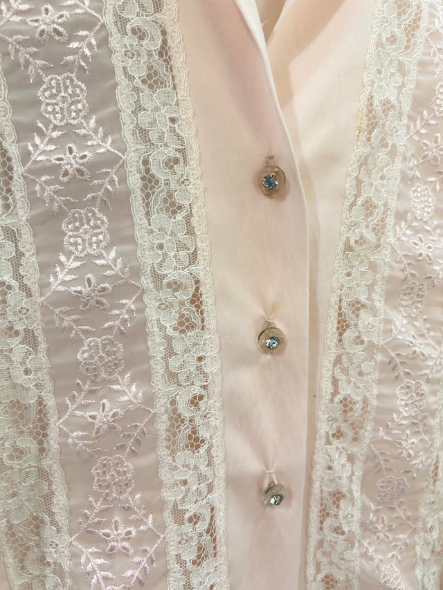 50's 60's vintage  pink lace blouse