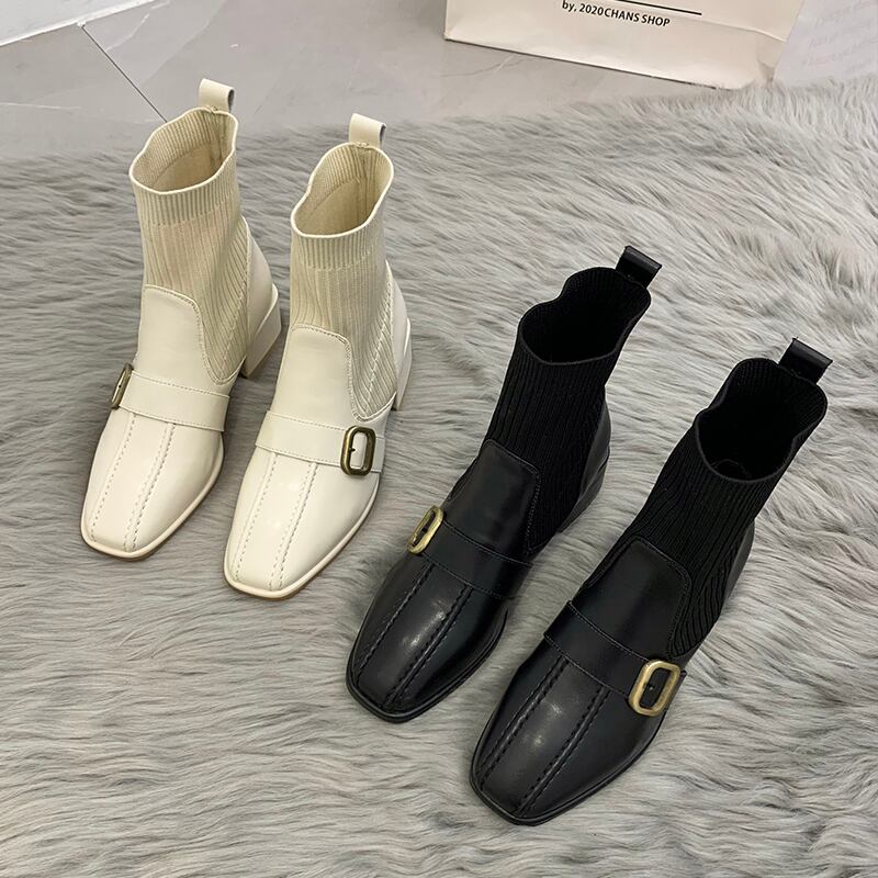 ソックス ブーツスプリングオータム薄手レッドスタンダードブラックショート レトロ 靴 シューズ 春物 秋物 タイツ ストッキング スクウェア 部族の婦人靴26410472438