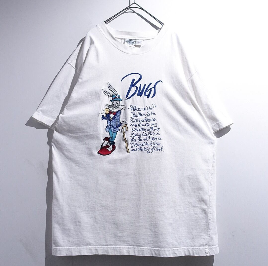 90s “Looney Tunes” White Bugs Bunny Embroidered T-Shirt