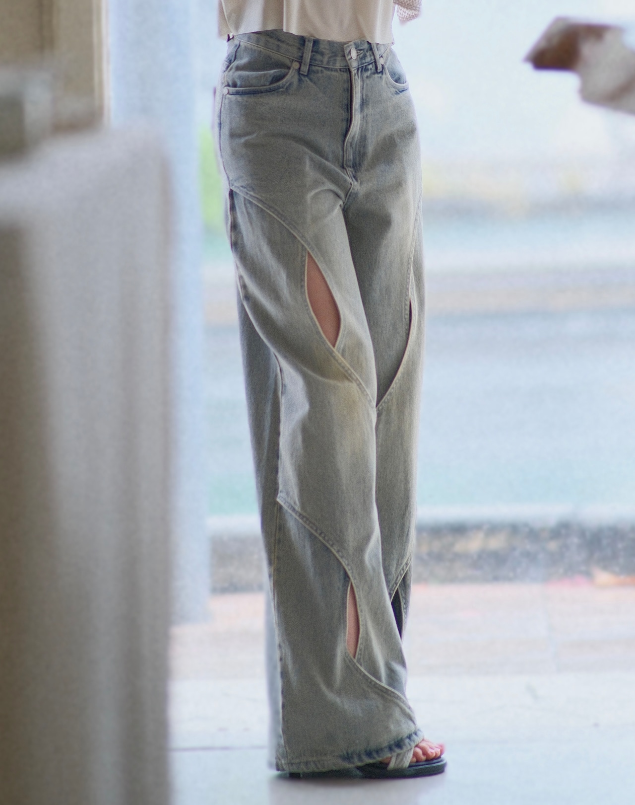 Curve Cutwork Denim Pants / BLUE - 2