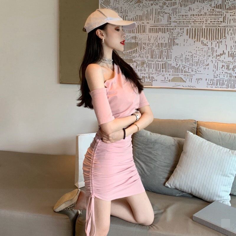 黒のストラップレスのセクシーなドレスの女性2020年夏の新しいスリムスリム巾着スカートレトロバッグヒップスカート YY-ファッション5895069656