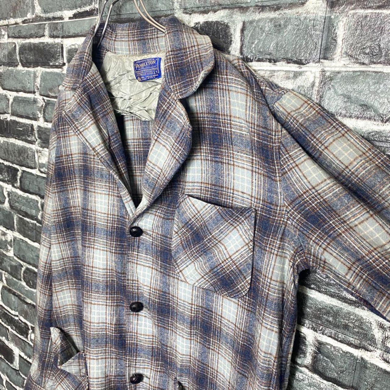 70s ペンドルトン☆ウールジャケットシャツ オンブレチェック  