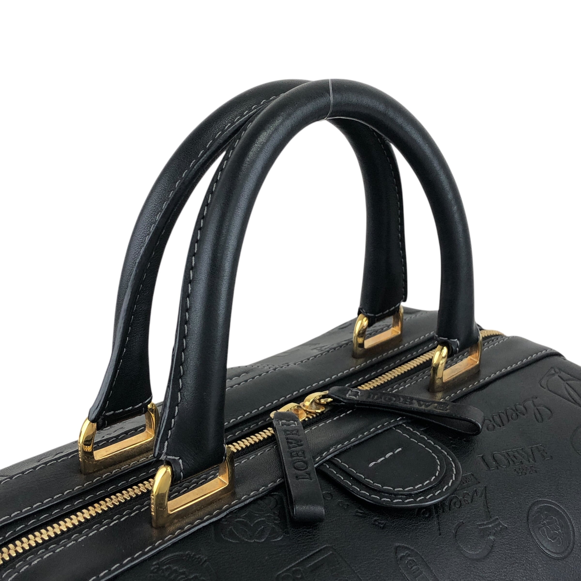 【極美品】LOEWE ロエベ 160周年記念 ミニボストン ハンドバッグ LOEWE ロエベ ハンドバッグ ブラック レザー ミニボストン 160周年記念
