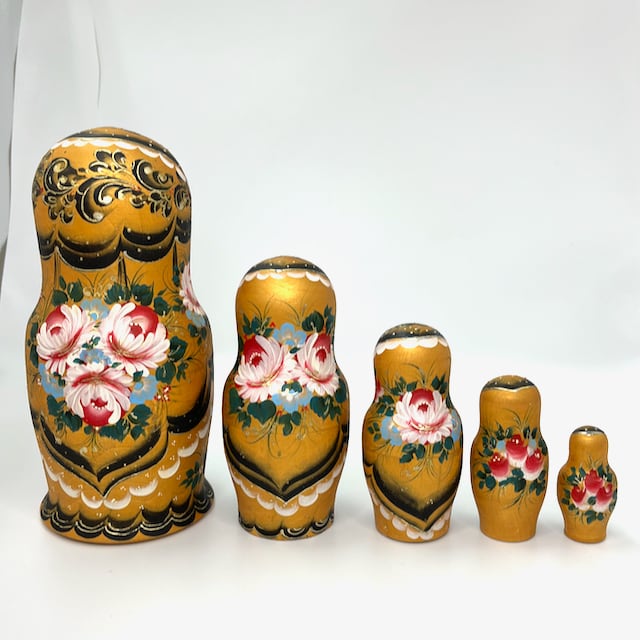チガノワ作 マトリョーシカ 5個組 ロシア正教(金) | Romanov Online Shop