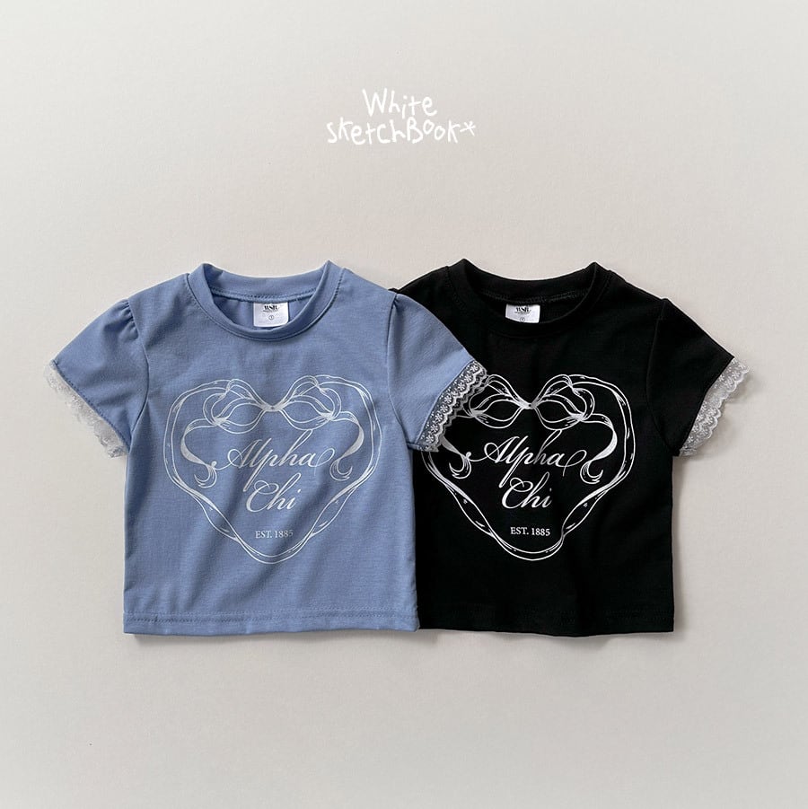 ribbon lace shirrung tee【whitesketchbook】※5月中旬〜5月下旬発送予定