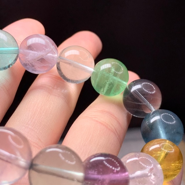 N.f144.明るめポップカラー大玉フローライトブレスレット