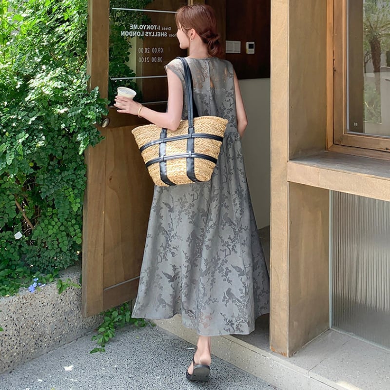 ノースリーブ Aラインギャザーワンピース N00354