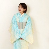 「月と地球のような墨流し」矢羽柄〜セオアルファ　浴衣・夏着物・単衣