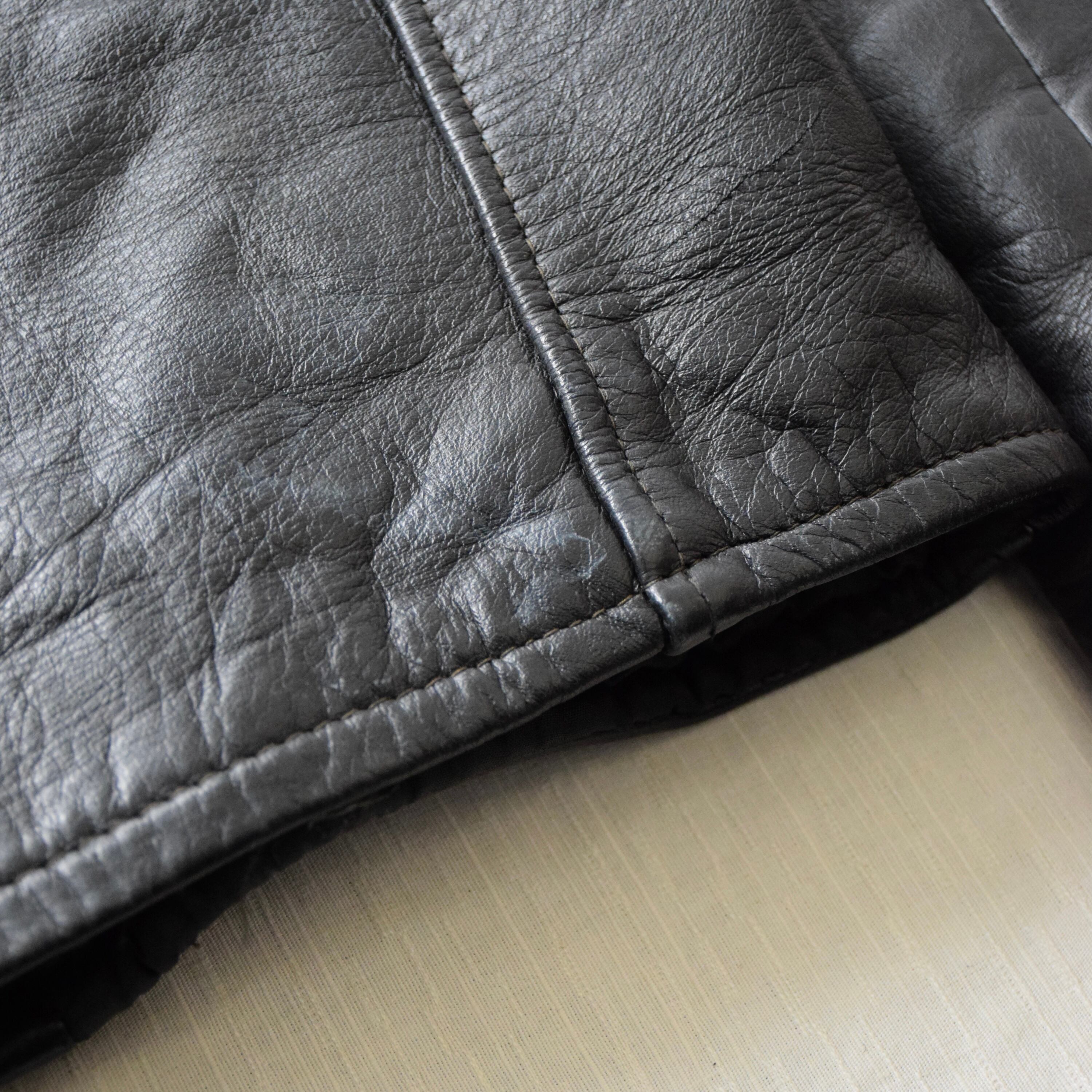 70's GENUINE LEATHER レザージャケット メンズ 40 ブラック