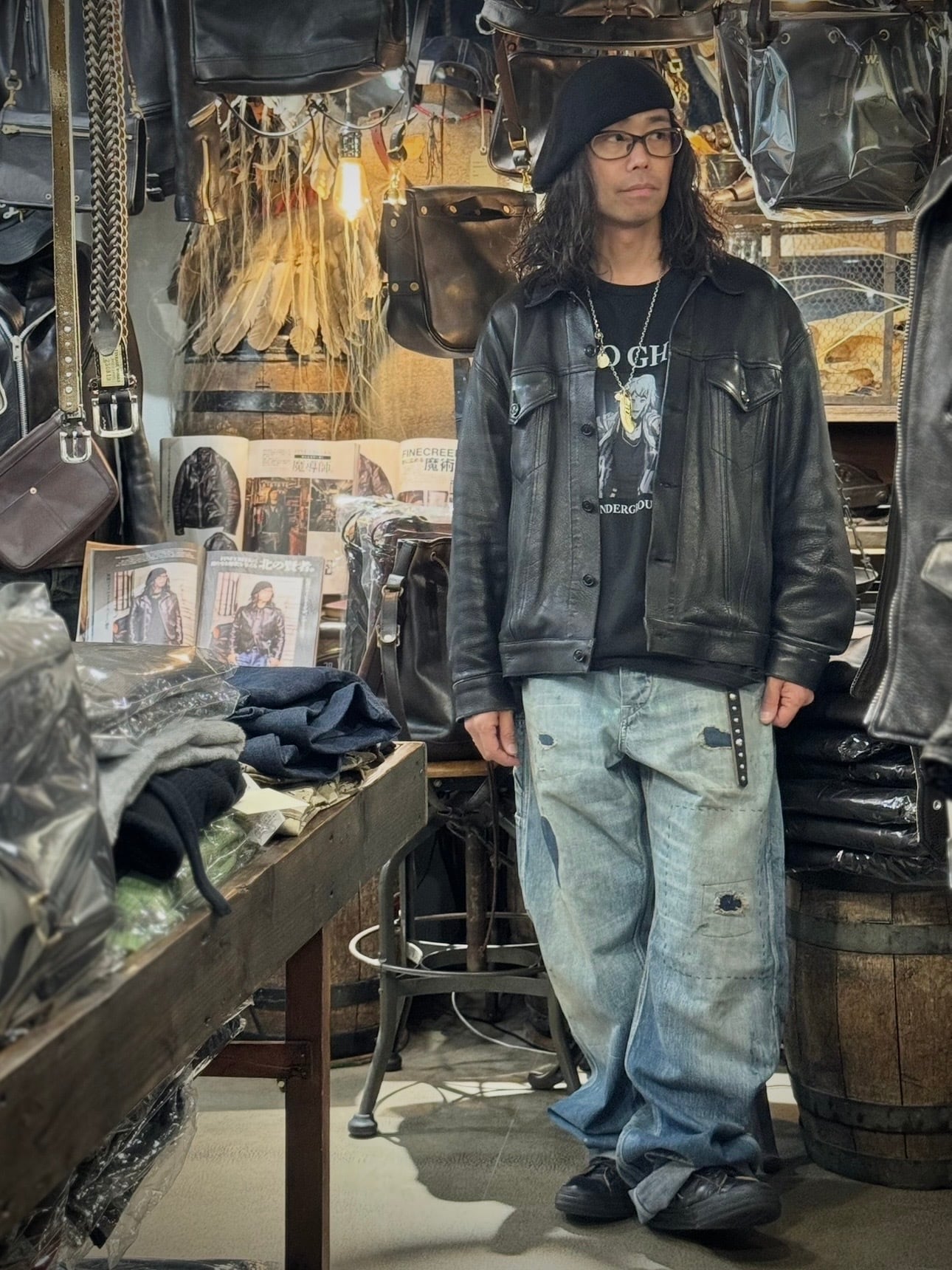 CWORKS レザージャケット Ban Field Deerバンフィールド Black | TiL