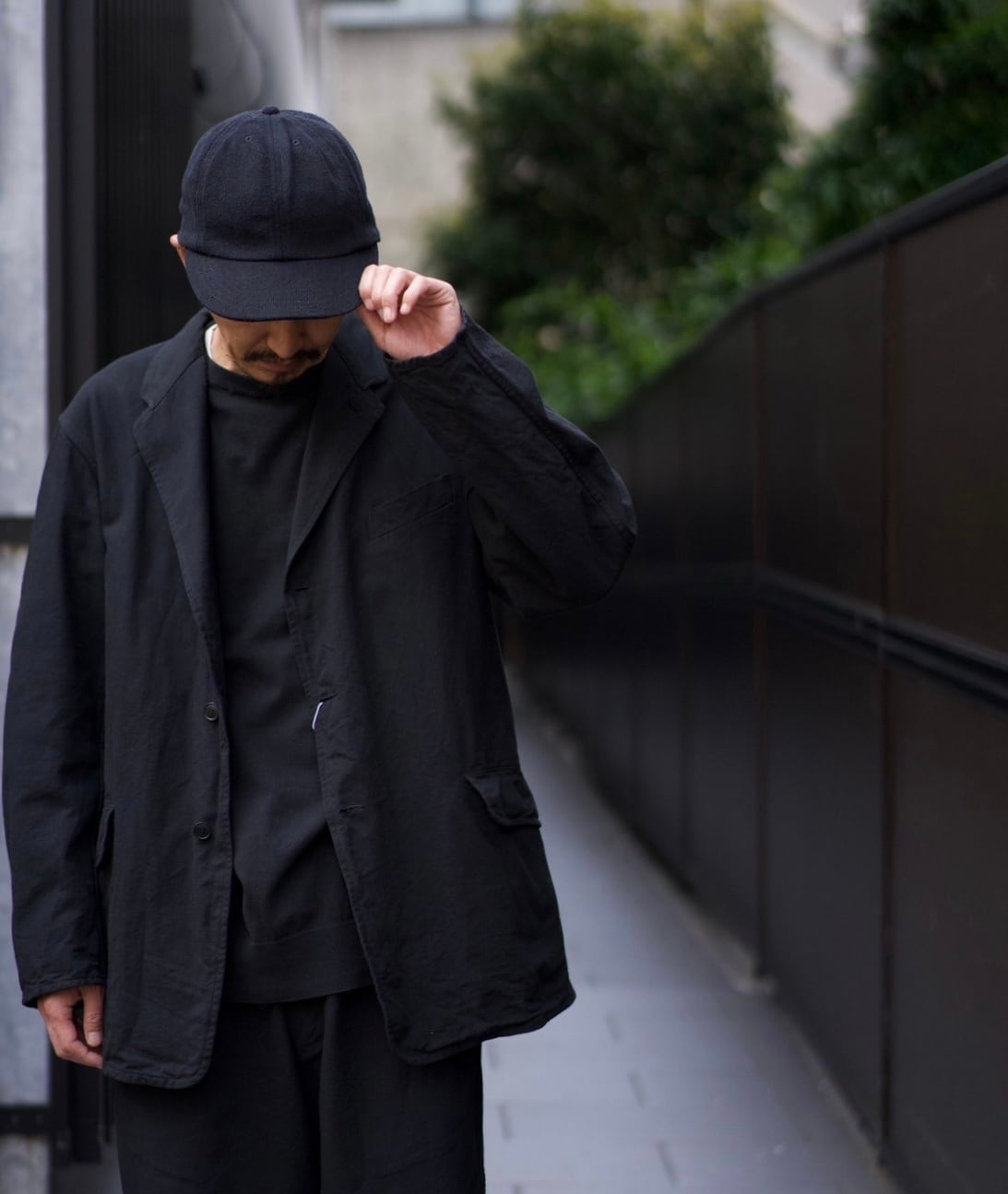 COMOLI(コモリ) / シルクネップキャップ -BLACK-(D01-07003)