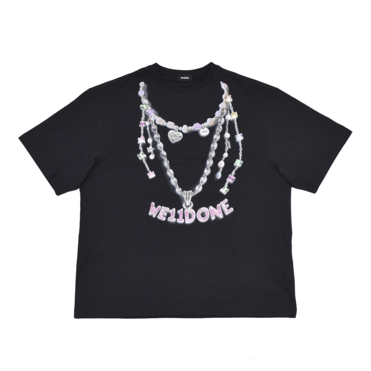 【WE11DONE】BLACK NECKLACE PRINT T-SHIRT - 5